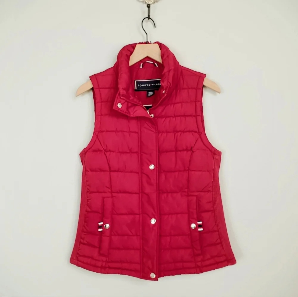 Tommy Hilfiger Red Puffer Vest Jacket - Size Small - Picture 3 of 17